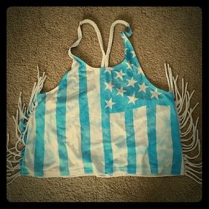 Blue & White Flag Top