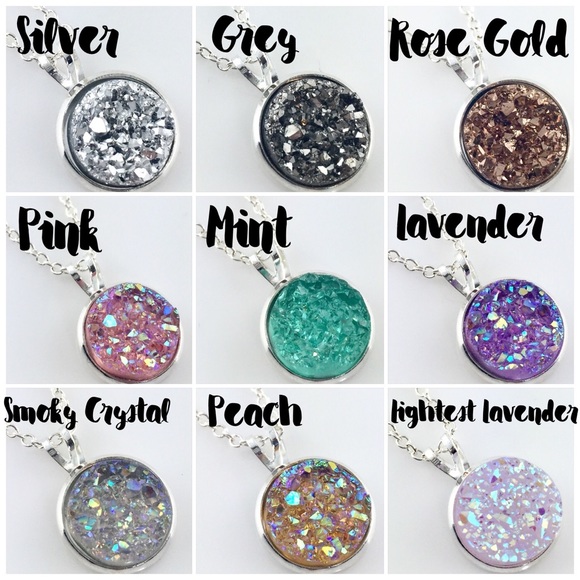 Druzy style necklace & earrings - Picture 2 of 3