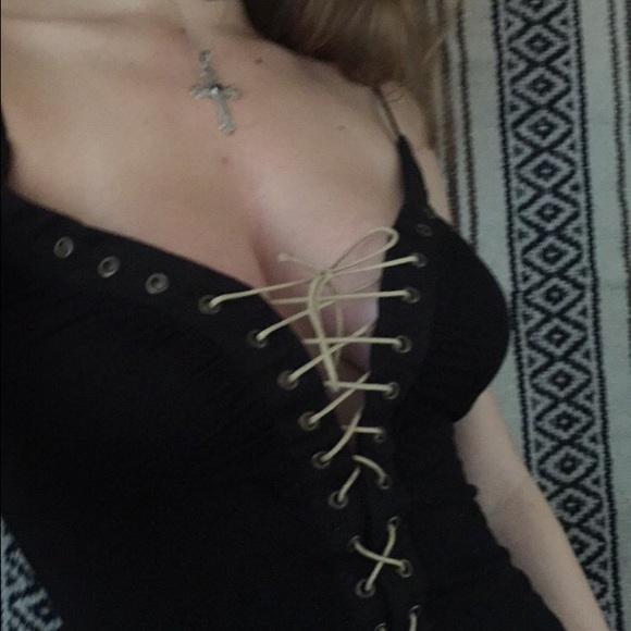 Lace up back tank top