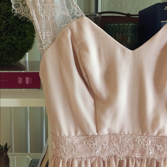 ASOS Blush Pink Chiffon Lace Dress Petite 2 - Picture 2 of 4