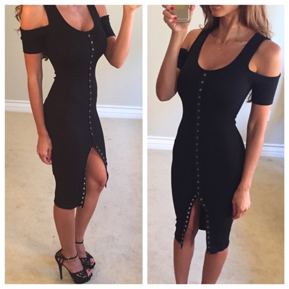 • SOLD • Black Button Down Dress M - Picture 3 of 4