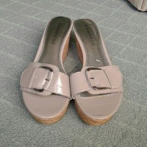 Grey wedge buckle sandal