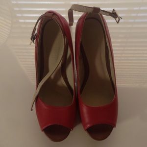 Pink and tan WORN ONCE wedges!