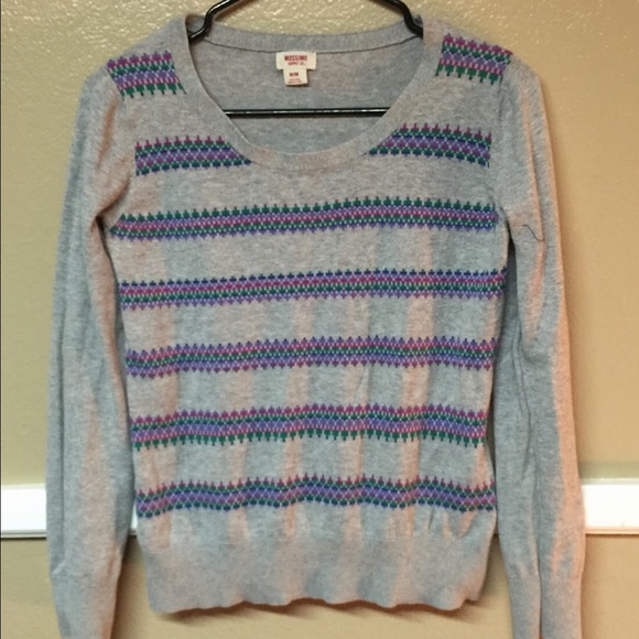 Mossimo Patterned Multi Color Grey Sweater