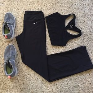 Nike training pants black dri-fit flared