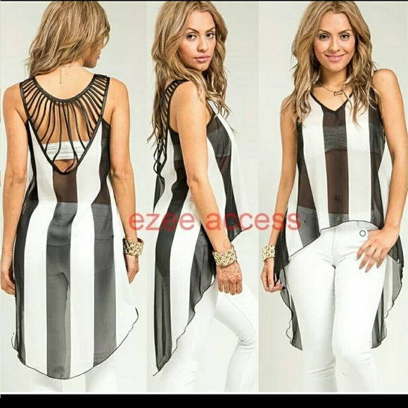 New sexy Tunic top Sheer cage back hi low tank top - Picture 4 of 4
