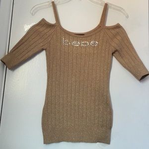 Bebe- Open Shoulder Gold Top