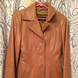 Tan leather jacket