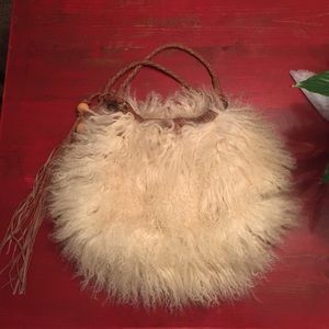 Curly lamb wool purse