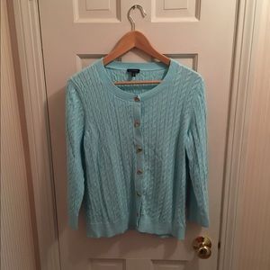 Talbots Turquoise Cable Knit Cardigan, Size XL