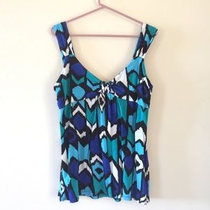 INC Geometric Print Empire Waist Top