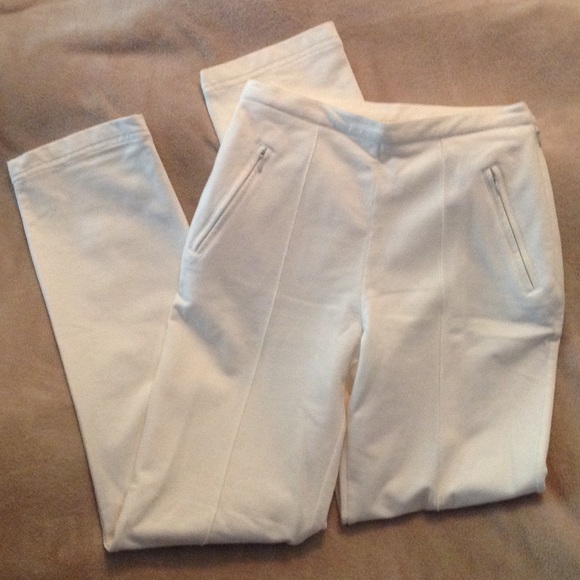 High Waisted Cream Colored Spandex Dress Pants