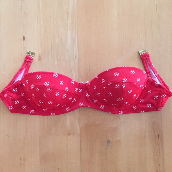 Top shop red strapless bikini top size small