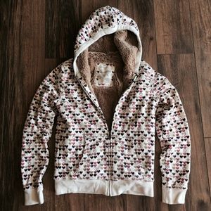 Fuzzy Heart Zip-up Sweatshirt