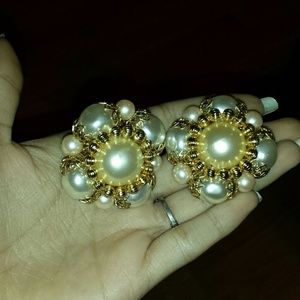 Big pearl earring clip ons