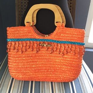 Orange beaded bag