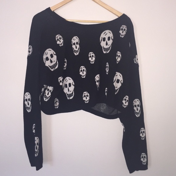 Betsy Johnson Cropped Skull Sweater