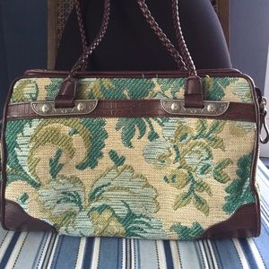 Teal & tan handbag