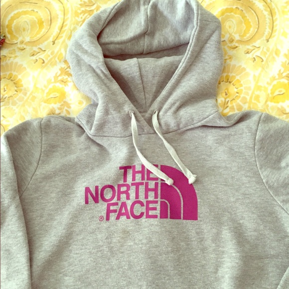 The North Face gray with purple hoodie
