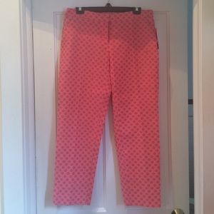 Isaac Mizrahi coral polka dot Capri pants