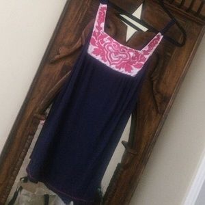 Embroidered Navy Sundress