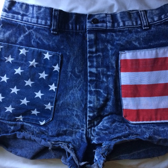 American Flag High-Waist Shorts