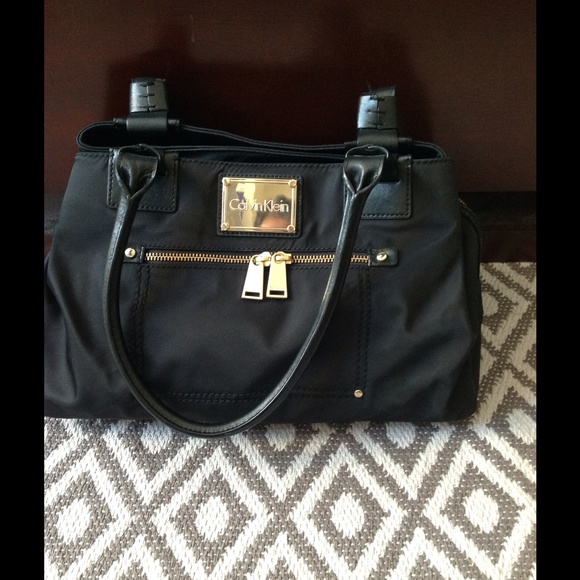 calvin klein bags black nylonleather medium size purse poshmark medium size purse