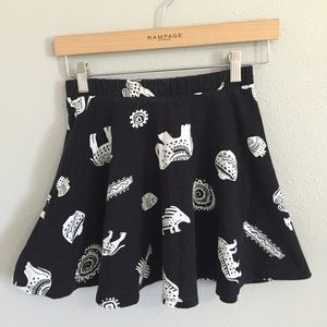 Black Patterned Circle Skirt