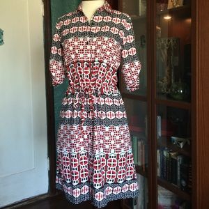 Calvin Klein printed shirt dress with drawstring