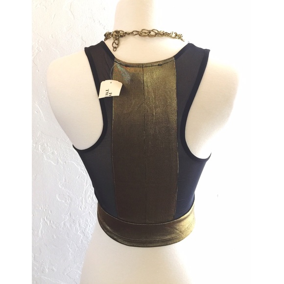 Host Pick ⭐️ Gold & Black Mesh Crop - Picture 2 of 3