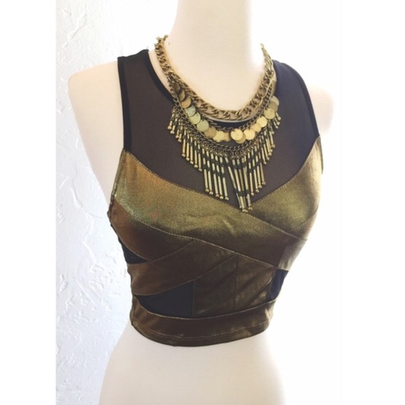 Host Pick ⭐️ Gold & Black Mesh Crop - Picture 3 of 3