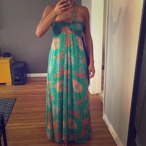 Tropical print maxi dress
