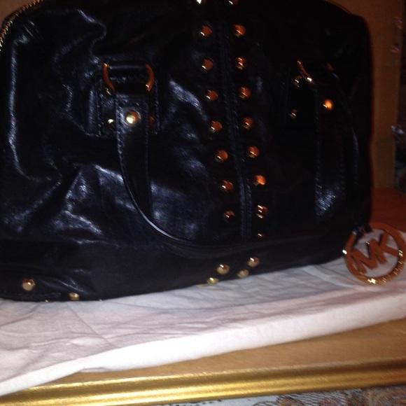 Black Gold Studded Authentic Michael Kors Handbag