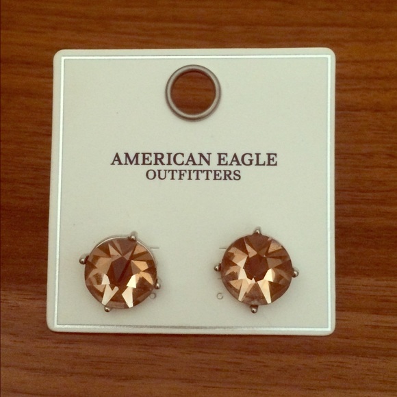 American Eagle Pink/Gold Rhinestone Stud Earrings