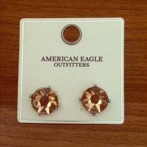 American Eagle Pink/Gold Rhinestone Stud Earrings