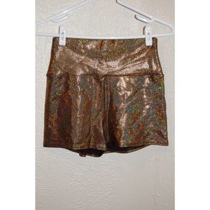 ✨AA gold/holographic, high waisted shorts ✨