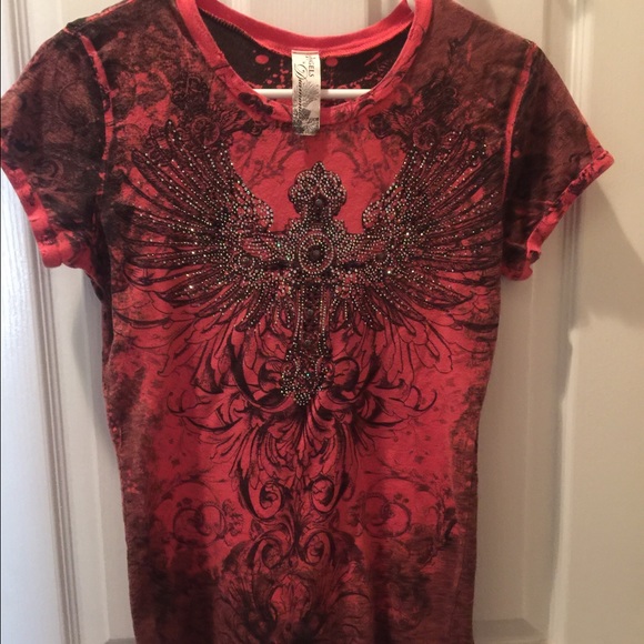 Rhinestone cross shirt