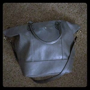 Huge Grey Leather Tote Bag