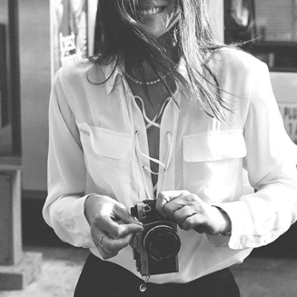 Honey Punch Tops - 🆕Black Lace Up Long Sleeve Blouse