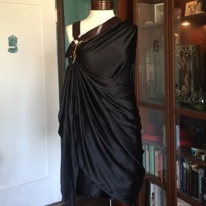Blk silk wrap dress by Society For Rational Dress