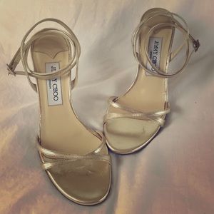Jimmy Choo Gold Leather Strappy Sandals