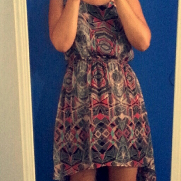 No Boundaries print hi-low dress