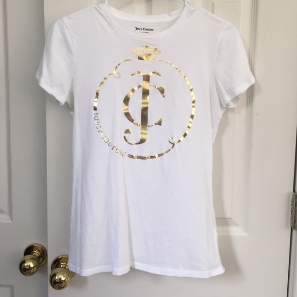 Juicy Couture white and gold fitted shirt