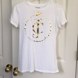 Juicy Couture white and gold fitted shirt