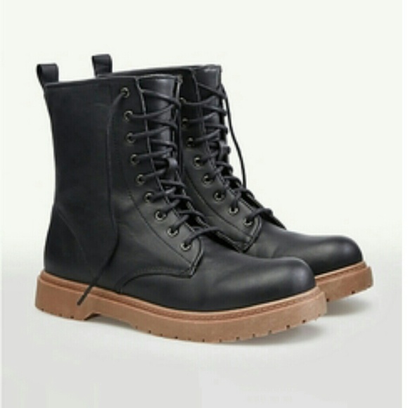 Patent Black Combat Boot