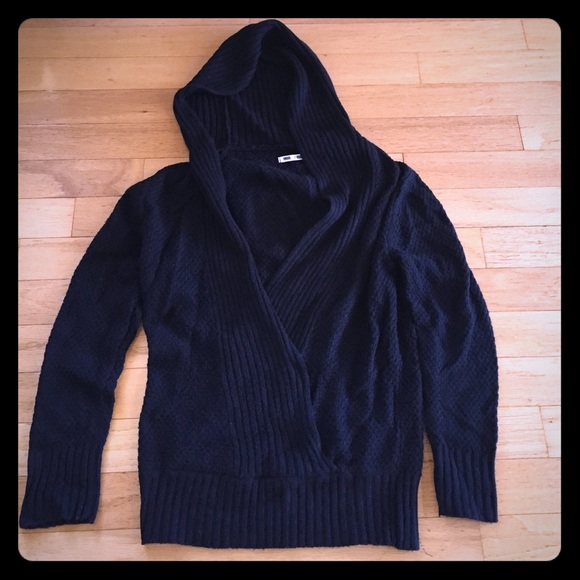 Black Knit Oversize Wrap Sweater Size Small