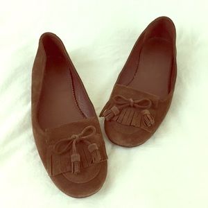 Delman Suede Loafer Flats with Tassels