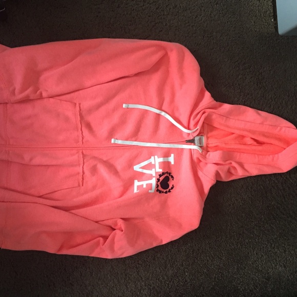 Neon Coral "Love" Sweater