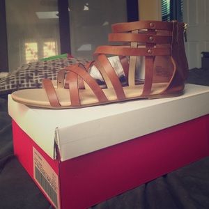 Cognac colored gladiator sandals