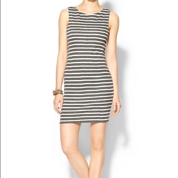 Gray spring stripe bodycon dress